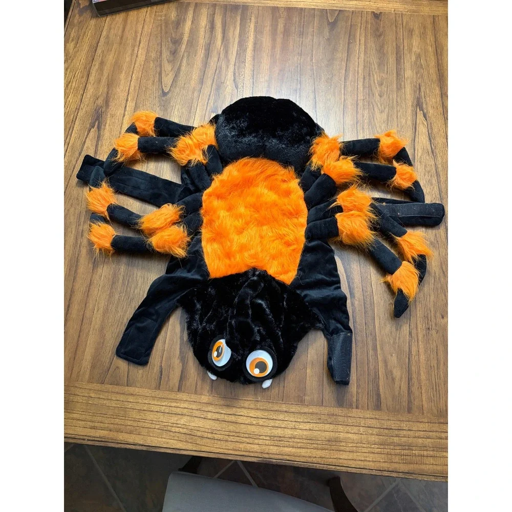 Thrills & Chills Spider Pet Costume Orange Black Fuzzy Halloween Large 5300248
